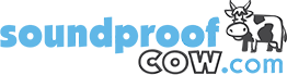 Soundproof Cow website logo with black and white cow