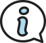 Icon of a speech bubble with the letter i italicized in blue