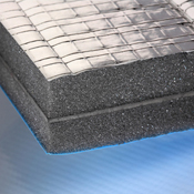 The 4 layer Quiet Barrier™ Speciality Composite, a soundproofing composite made with reinforced polyester and acoustic foam.