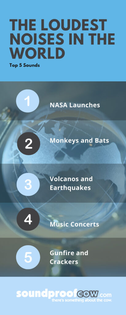 The loudest noises in the world inforgraphic