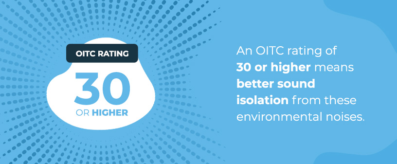 An OITC rating of 30 or higher means better sound isolation