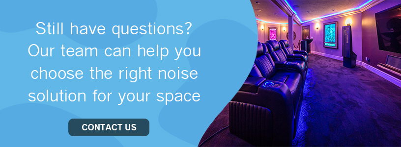 Movie theater with sound proofing noise barriers