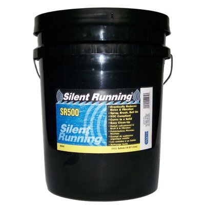 Black 5 gallon pail of Silent Running Soundproof Coating